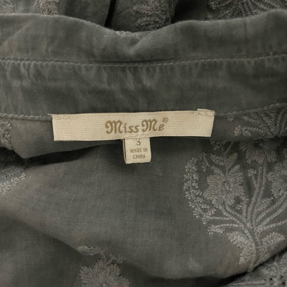 MISS ME Bluish Gray Button Down Shirt. - Picture 5 of 6